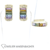 Set-bestehend aus Ring und Halbcreolen mit Brillanten und Edelsteinen