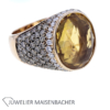 Massiver Ring mit Citrin & Brillanten Pavé gefasst Gold