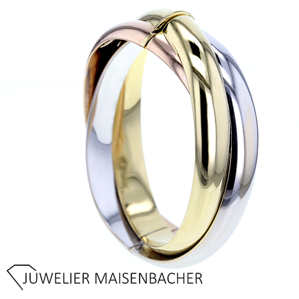 Massiver ovaler Armreif verschlungen Tricolor Gold – Bild 7