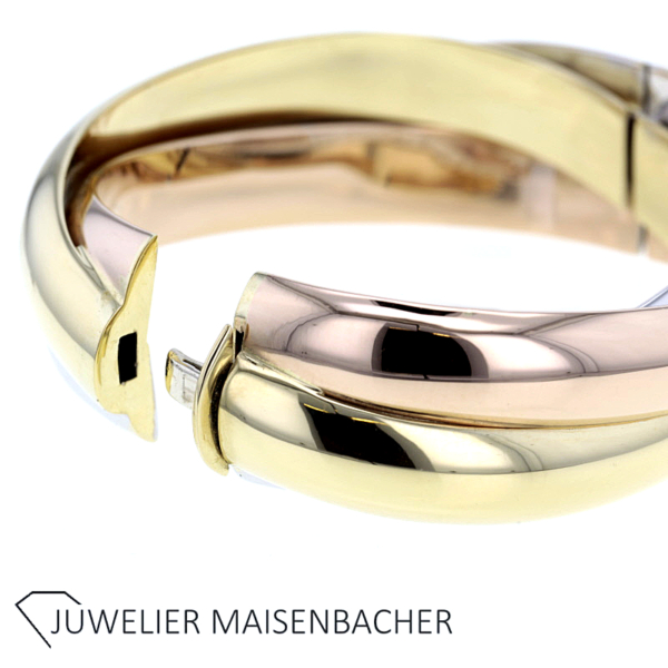 Massiver ovaler Armreif verschlungen Tricolor Gold – Bild 9