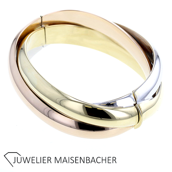 Massiver ovaler Armreif verschlungen Tricolor Gold – Bild 11