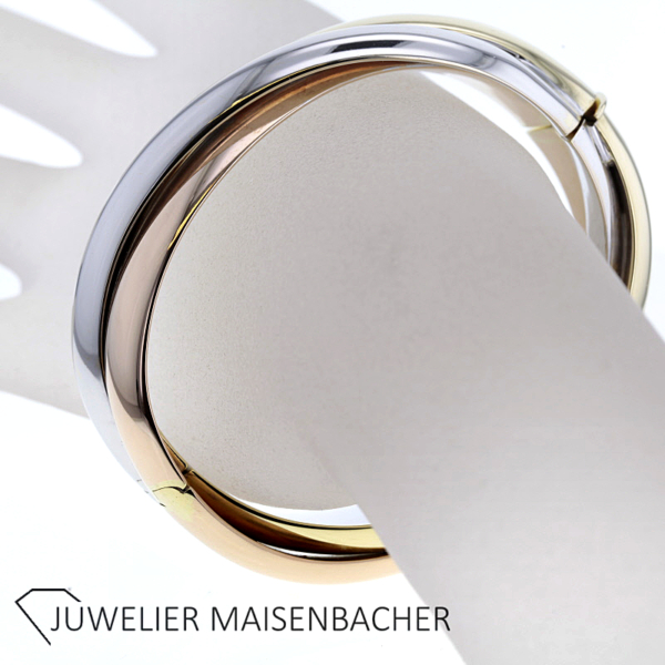 Massiver ovaler Armreif verschlungen Tricolor Gold – Bild 12