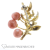 Brosche "Kirschen" am Ast" Koralle Emaille Gold – Bild 6