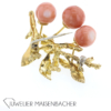 Brosche "Kirschen" am Ast" Koralle Emaille Gold – Bild 8