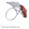 Atemberaubender Brillant Koralle Statement *Ahornblatt* Ring – Bild 4