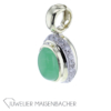 "Juwelier Deiter" Schmuckset aus Chrysopras und Brillant, Ring und Anhänger – Bild 3