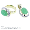 "Juwelier Deiter" Schmuckset aus Chrysopras und Brillant, Ring und Anhänger