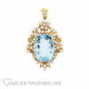 Anhänger mit großem Aquamarin und Brillanten Gold