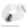 5-reihiges Zuchtperlenarmband mit Brillant/ Diamant/ Saphir