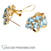 Blüten Ohrstecker mit Diamant und blau Topas – Bild 3