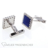Lapis-Diamant-Manschettenknöpfe, Weißgold – Bild 2